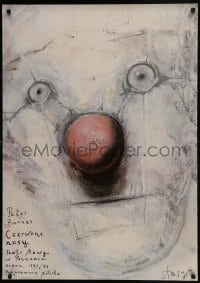 4r186 RED NOSES commercial Polish 27x38 1992 artwork of clown's face by Stasys!