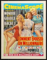 4r537 HOW TO MARRY A MILLIONAIRE 15x20 REPRO poster 1990s Marilyn Monroe, Grable & Bacall!