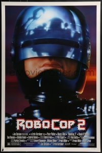 4r899 ROBOCOP 2 1sh 1990 cyborg policeman Peter Weller, sci-fi sequel!