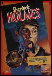 4r507 SHERLOCK HOLMES 26x38 video poster 1988 great art of Basil Rathbone as most famous sleuth!