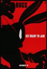 4r925 SPACE JAM teaser DS 1sh 1996 basketball, cool silhouette artwork of Bugs Bunny!