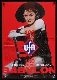 4r082 100 JAHRE UFA 100 FILME 24x33 German film festival poster 2017 seated image of Dietrich!