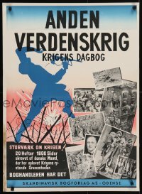 4r056 ANDEN VERDENSKRIG KRIGENS DAGBOG 24x33 Danish advertising poster 1940s Carset war art!