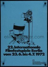4r086 BERLIN INTERNATIONAL FILM FESTIVAL 17x23 German film festival poster 1972 camera and chair!