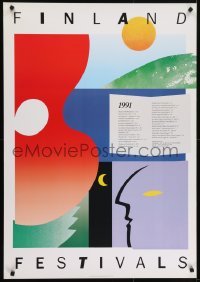4r445 FINLAND FESTIVALS 28x40 Finnish special poster 1991 wonderful abstract art by Esa Ojala!