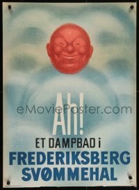 4r061 FREDERIKSBERG SVOMME HAL 25x34 Danish advertising poster 1936 Ungermann art, smiling man!