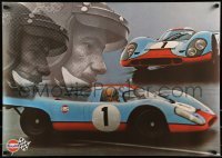 4r070 GULF PORSCHE 917 2-sided 24x34 Swiss advertising poster 1970s Jo Siffert & schematic of racer!