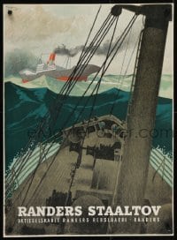 4r066 RANDERS REB 25x34 Danish advertising poster 1945 great art of ships at sea by Thelander!