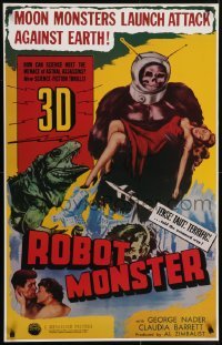 4r466 ROBOT MONSTER tv poster R1981 3-D, the worst movie ever, great wacky art!
