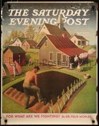 4r394 SATURDAY EVENING POST 22x28 special poster 1942 cover from April 18, Grant Wood art!