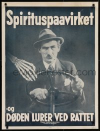 4r434 SPIRITUSPAAVIRKET OG DODEN LURER VED RATTET 25x34 Danish special poster 1932 drunk driver!