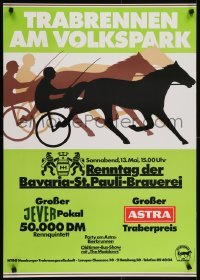4r451 TRABRENNEN AM VOLKSPARK 23x33 German special poster 1980s horses & riders harness racing!