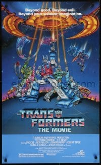 4r416 TRANSFORMERS THE MOVIE 22x37 special poster 1986 animated robot action cartoon, sci-fi art!