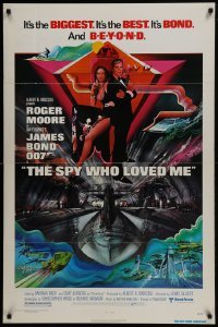 4r928 SPY WHO LOVED ME 1sh 1977 great art of Roger Moore as James Bond by Bob Peak!