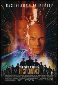 4r936 STAR TREK: FIRST CONTACT advance 1sh 1996 Jonathan Frakes, Stewart, Spiner, sexy Borg Krige!