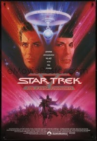 4r931 STAR TREK V 1sh 1989 The Final Frontier, art of William Shatner & Leonard Nimoy by Bob Peak!
