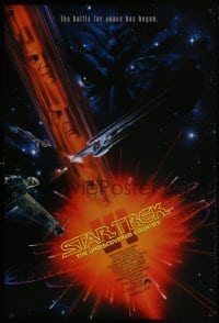 4r932 STAR TREK VI 1sh 1991 William Shatner, Leonard Nimoy, art by John Alvin!