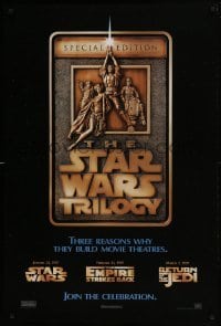 4r941 STAR WARS TRILOGY 1sh 1997 George Lucas, Empire Strikes Back, Return of the Jedi!