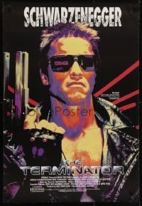 4r514 TERMINATOR 27x40 video poster R1991 different cyborg Arnold Schwarzenegger with gun!