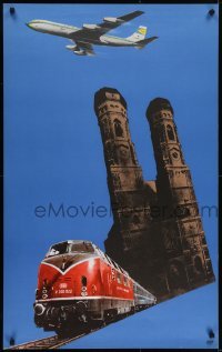 4r124 GERMAN FEDERAL RAILWAY 25x40 German travel poster 1961 gothic Cathedral of Our Lady in Munich!