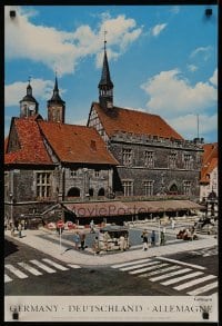 4r126 GERMANY German travel poster 1965 Gottingen, image of people shopping and enjoying the scenery