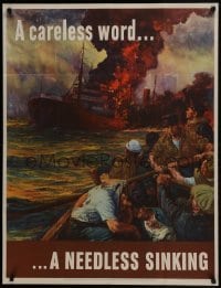 4r030 CARELESS WORD A NEEDLESS SINKING 29x37 WWII war poster 1942 art by Anton Otto Fischer!