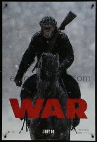 4r976 WAR FOR THE PLANET OF THE APES style A teaser DS 1sh 2017 great image of Caesar on horseback!