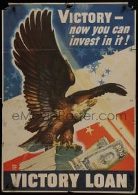 4r033 VICTORY LOAN 26x37 WWII war poster 1945 great art of eagle by Dean Cornwell!