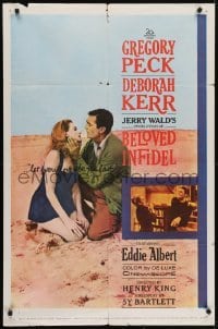 4s261 BELOVED INFIDEL 1sh 1959 Gregory Peck as F. Scott Fitzgerald & Deborah Kerr as Sheila Graham!