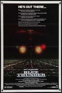4s286 BLUE THUNDER 1sh 1983 Roy Scheider, Warren Oates, cool helicopter over city image!