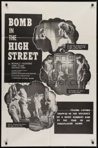 4s290 BOMB IN THE HIGH STREET 1sh 1964 young lovers trapped in the violence of a bank robbery!