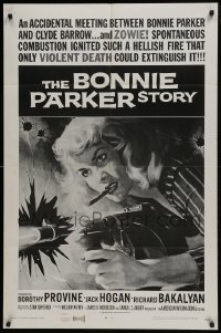4s291 BONNIE PARKER STORY 1sh R1968 great art of the cigar-smoking hellcat of the roaring '30s!