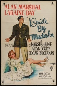 4s302 BRIDE BY MISTAKE style A 1sh 1944 soldier Alan Marshal doesn't know Laraine Day is an heiress!