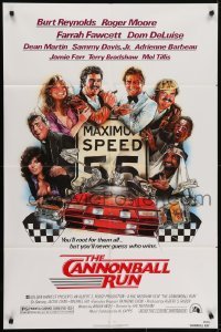 4s310 CANNONBALL RUN 1sh 1981 Burt Reynolds, Farrah Fawcett, Drew Struzan car racing art!