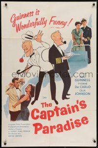 4s312 CAPTAIN'S PARADISE 1sh 1953 art of Alec Guinness trying to juggle two wives by Al Hirschfeld!