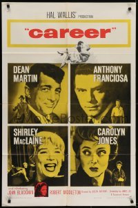 4s313 CAREER 1sh 1959 Dean Martin, Shirley MacLaine, Tony Franciosa, Carolyn Jones