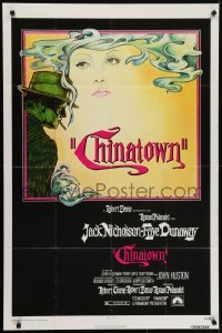 4s328 CHINATOWN 1sh 1974 art of Jack Nicholson & Faye Dunaway by Jim Pearsall, Polanski