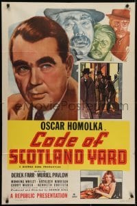 4s341 CODE OF SCOTLAND YARD 1sh 1948 close up image of English detective Oscar Homolka!