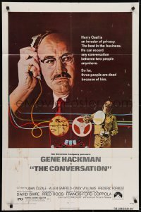 4s349 CONVERSATION 1sh 1974 art of Gene Hackman by Bernard D'Andrea, Francis Ford Coppola directed