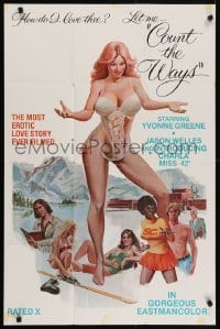 4s351 COUNT THE WAYS 24x36 1sh 1976 sexy half-naked Yvonne Greene, most erotic love story ever!