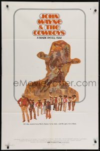 4s356 COWBOYS style B 1sh 1972 John Wayne & the Cowboys, cool Craig Nelson western art!