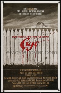 4s363 CUJO 1sh 1983 Stephen King, artwork of bloody fence & house by Robert Tanenbaum!