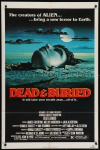 4s371 DEAD & BURIED 1sh 1981 really cool horror art of person buried up to the neck by Campanile!