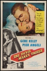4s380 DEVIL MAKES THREE 1sh 1952 Gene Kelly, Pier Angeli, she's been mixed up before!