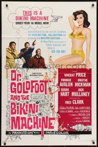 4s391 DR. GOLDFOOT & THE BIKINI MACHINE 1sh 1965 Vincent Price, sexy babes with kiss & kill buttons!