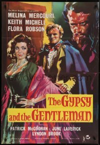 4s022 GYPSY & THE GENTLEMAN English 1sh 1958 art of Melina Mercouri, directed by Joseph Losey!