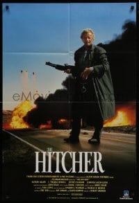 4s027 HITCHER English 1sh 1986 C. Thomas Howell, different Rutger Hauer with shotgun!
