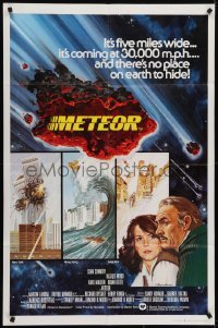 4s039 METEOR English 1sh 1979 Sean Connery, Natalie Wood, different art with WTC by Tanenbaum!