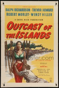 4s047 OUTCAST OF THE ISLANDS English 1sh 1952 art of sexy exotic Kerima, Carol Reed, Joseph Conrad!