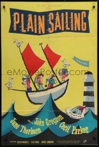 4s062 TRUE AS A TURTLE English 1sh 1956 John Gregson, June Thorburn, wacky art, Plain Sailing!